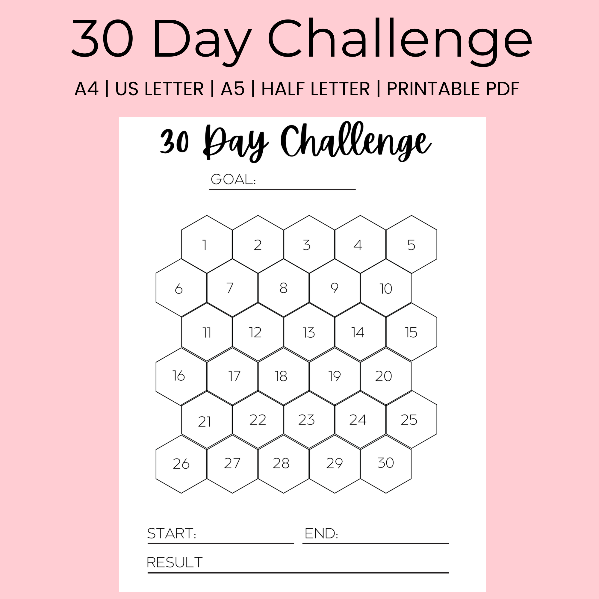 30 day challenge tracker printable
